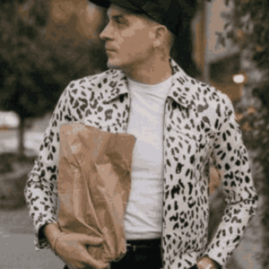 White & Black G-Eazy Leopard Leather Jacket