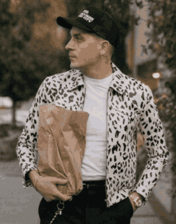 White & Black G-Eazy Leopard Leather Jacket